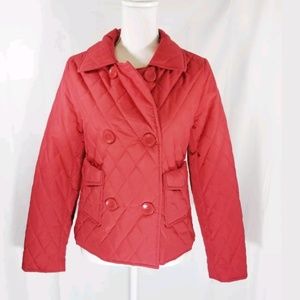 Cato Red Quilted Puffer Pea Coat